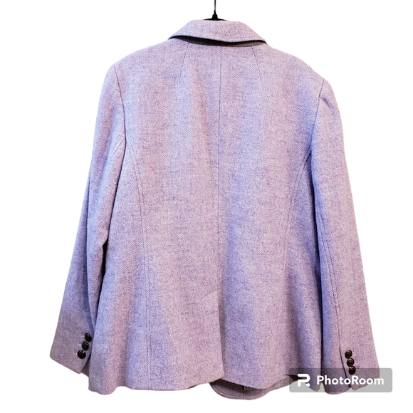 Talbots purple herringbone wool blend blazer jacket size 12 - Picture 3 of 13